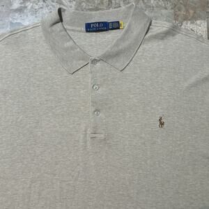 Polo Ralph Lauren Polo Shirt Mens 3XB Big 3X Boxy Fit Beige Tan Pima Soft